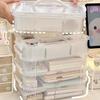 Vierschichtige tragbare Aufbewahrungsbox: Organizer mit großer Kapazität für Studenten, Zeitschriften und Medikamente.
