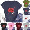 Women's Round Neck Casual Printed Short-sleeved T-shirt Top