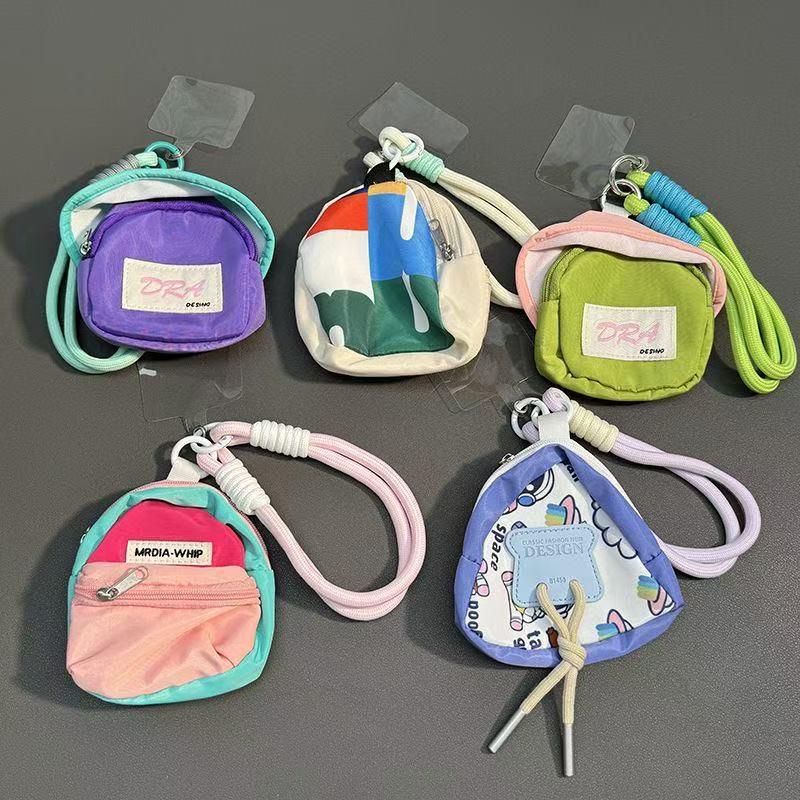 Trendy Colorful Soft Small Backpack with Coin Purse, Hand Strap & Contrasting Color Lanyard Pendant
