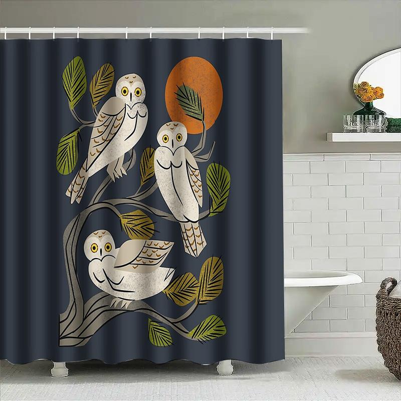 Botanical Bird Shower Curtain Tropical Leaf Nature Forest Bathroom Decor Vintage Farmhouse Rustic Wall Tapestry Home Decor