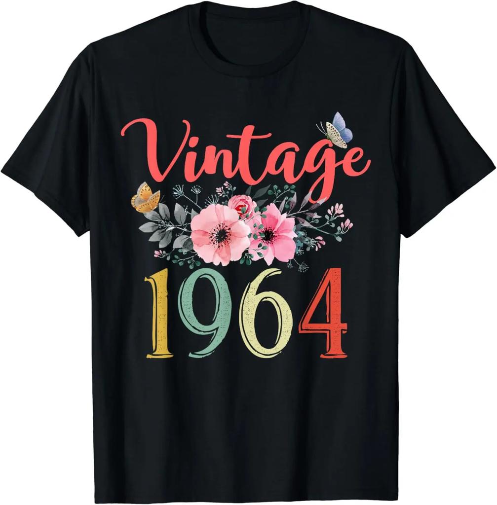 Made In 1964 Floral 60th Birthday 60 Years of Being Awesome TShirt Vintage Clothes  Graphic T Shirts Unisex Summer Soft Tops