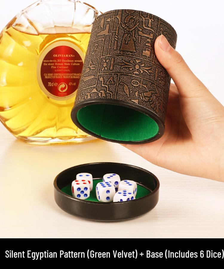 Flockad Ljudabsorberande Läder Tärningskopp Set med 6 Tärningar