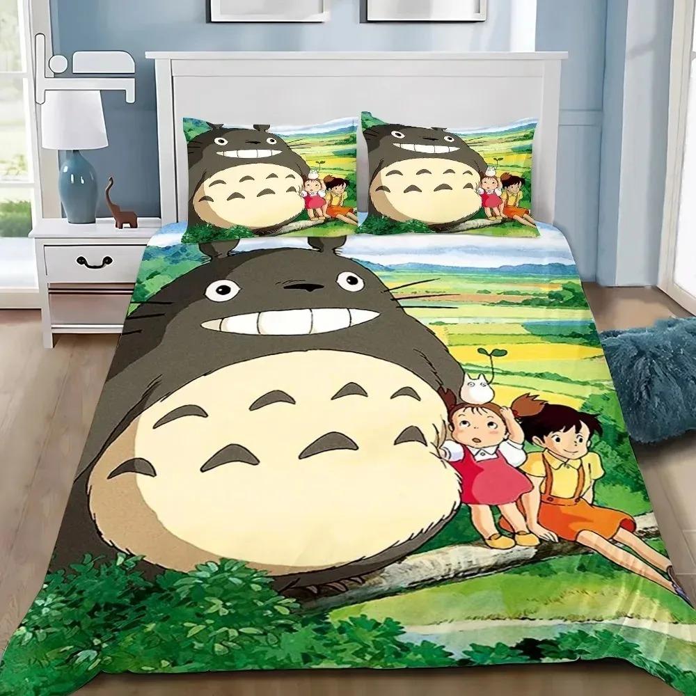 Set Copripiumino Kawaii Coperta Cuscini Giappone Anime Il Mio Vicino Set Biancheria da Letto Matrimoniale King Completo Copripiumino