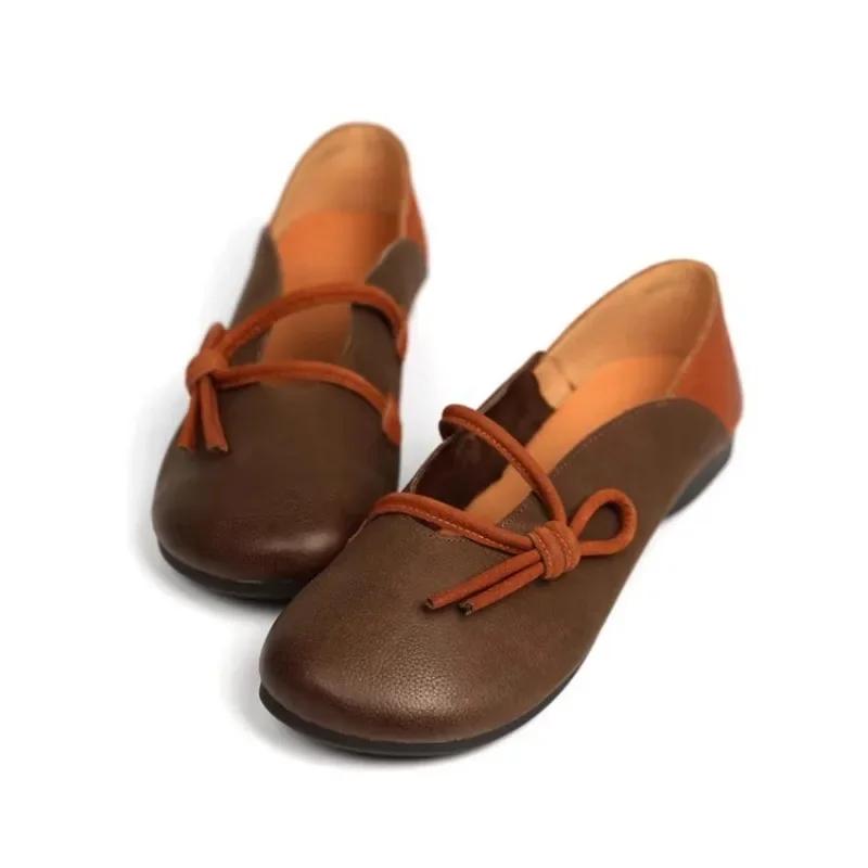 Fashion Shoes for Women Slip On Women's Flats Outdoor Casual Flats Women Shallow Round Toe Lace Up Soft Bottom Ladies Shoes