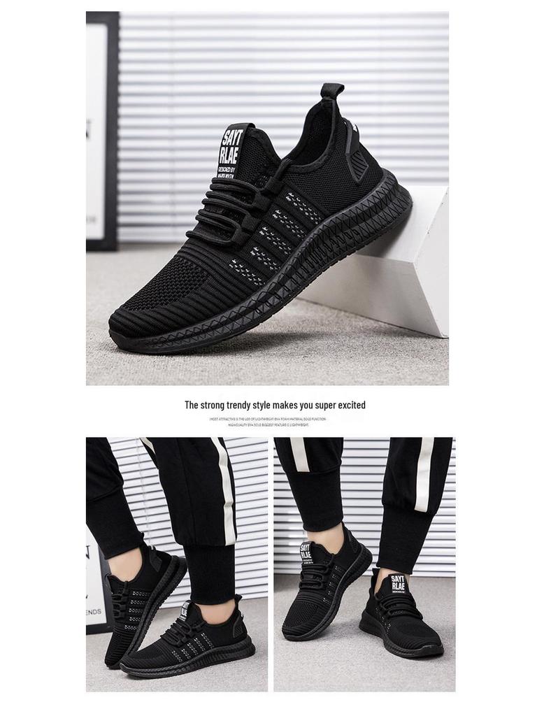 Men's 2024 Spring/Summer Trendy Low-Top Mesh Running Sneakers - Korean Style Fashion Casual Breathable Shoes