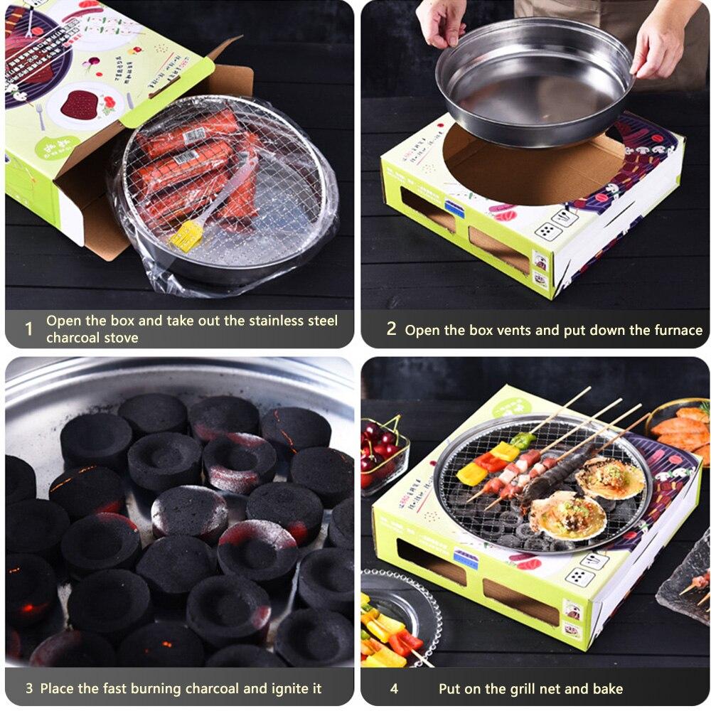 Outdoor Family Dinner Disposable Picnic Portable Barbecue Grill with Plate Clip and Oil Brush Barbecue Plate Without Charcoal
