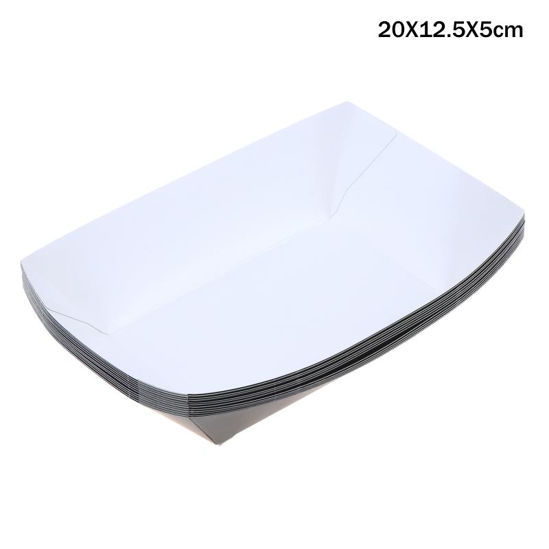 

12Pcs Solid Color Paper Food Trays Disposable Food Boat Shaped Candy Snack Popcorn Box Baby Shower Birthday Party Supplies чорний