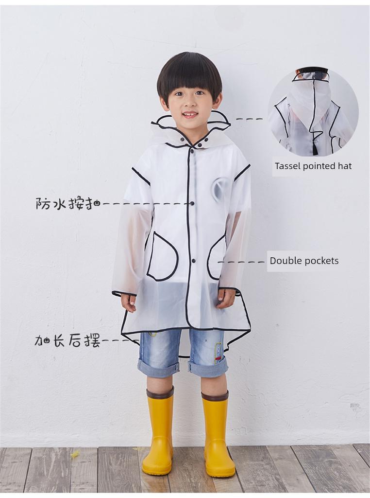 Fashionable and Cute Children's Raincoat for Babies, Kindergarten Kids, Boys, Transparent Jacket, Full-Body, Portable, Outdoor