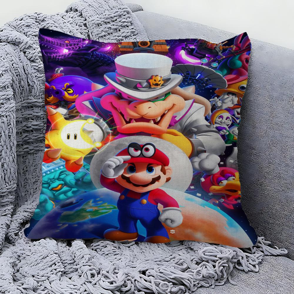 Capa de Almofada Desenho Animado Super M-Marios Fofa Fronha Sala de Estar Sofá Decoração de Casa Personalizado