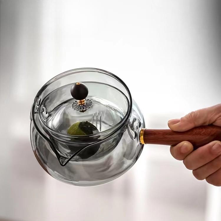 High Borosilicate Transparent Glass Xiaoyao Teapot Rotary Teapot Ink Color Home Living Room with Guest Side Teapot