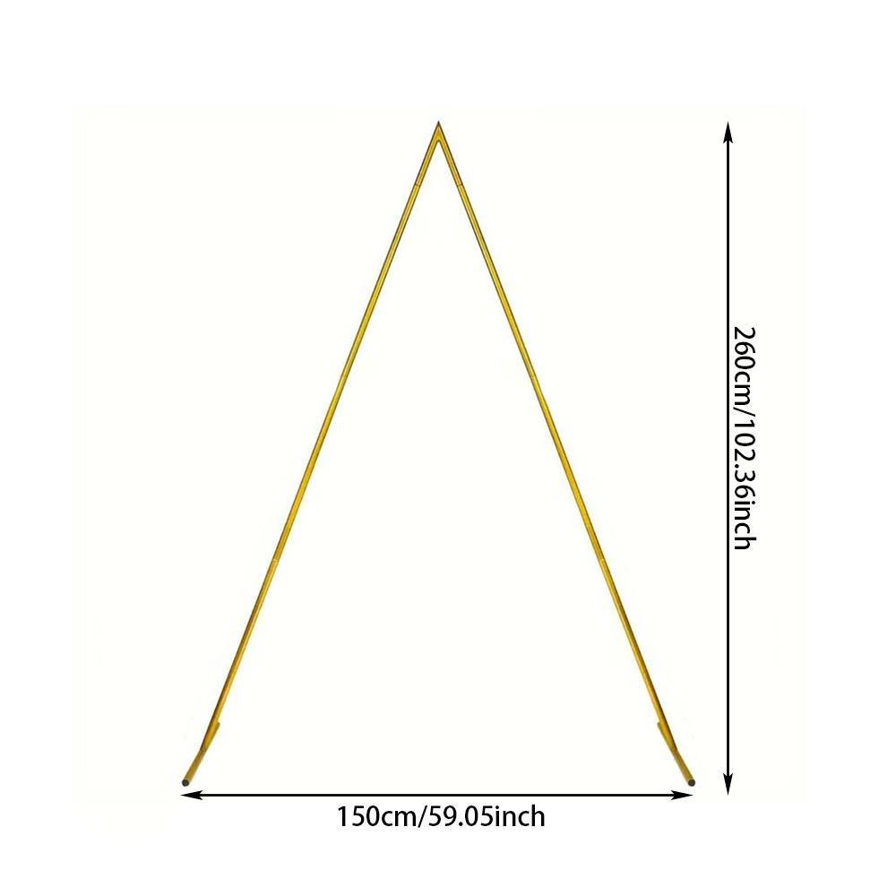 Runtow 1pc Gold Triangle Metal Wedding Arch Bracket, Birthday Party Background Bracket ,Party Decoration