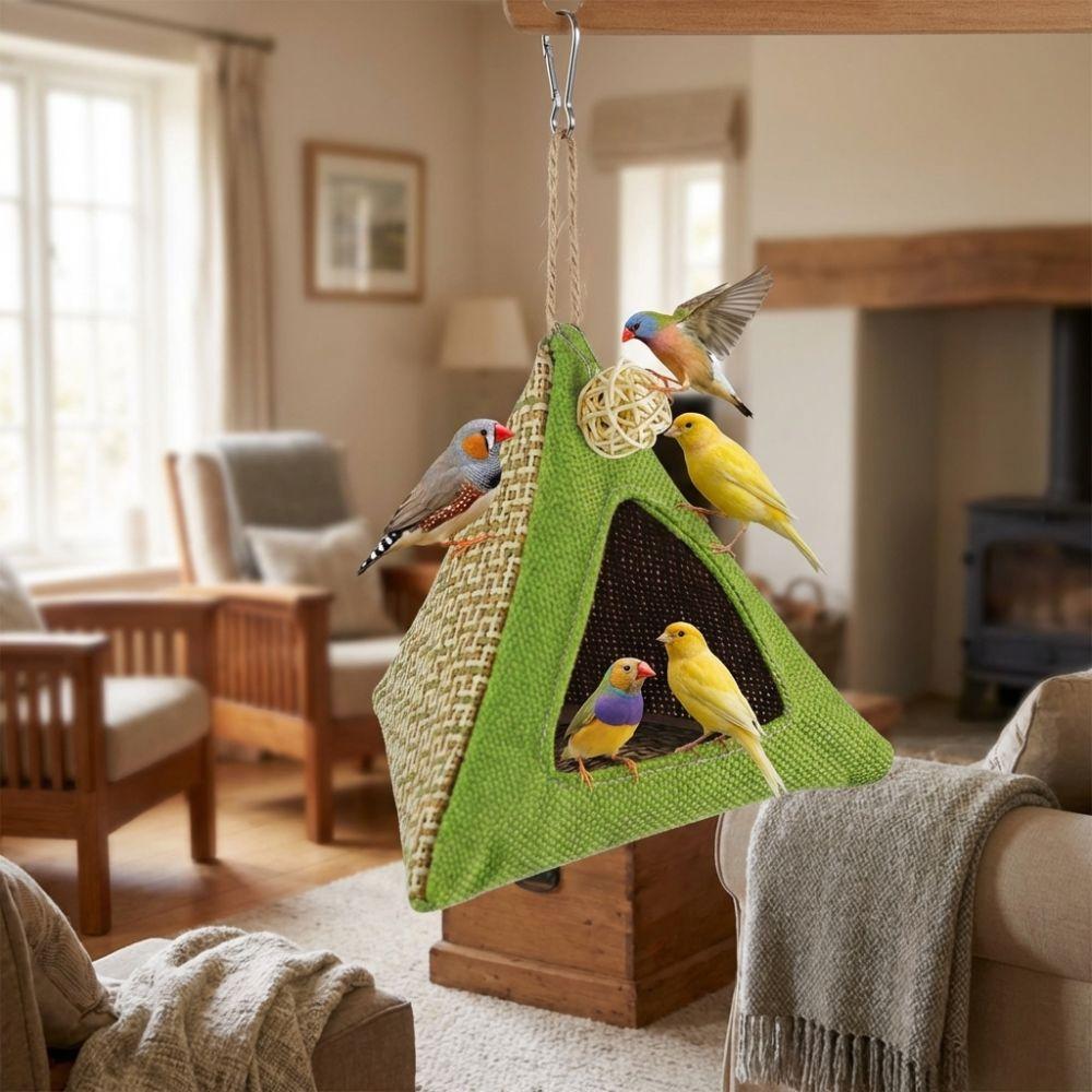 Breathable Net Summer Cooling Nest Triangular Bird Hammock Bird Hanging Tent  Hiding House