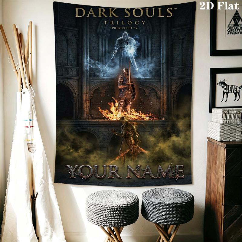 Name Custom DARK SOULS Wall Tapestry Aesthetic Wall Hanging Printed Fabric Blanket Decorative Tapestries for Bedroom Living Room Home Decor
