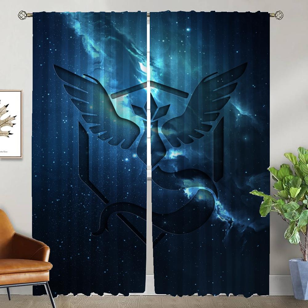 P-pokemones Blackout Curtain for Room 2 Panel Halloween Decoration Partition Home Interior Curtains Shades Tulle for Bedroom