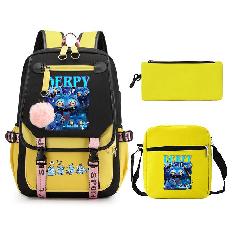 Animation Cartoon Peripheral Printing Children'S Backpack Campus Large Capacity Primary And Secondary School Students Schoolbag Three-Piece Set