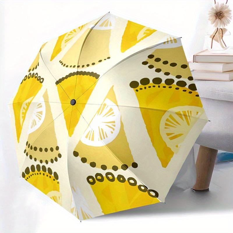 1pz Modello a Fetta di Limone Apertura Automatica, Robusto Telaio in Ferro, Design Pieghevole Compatto, Ombrello Portatile per Tutte le Stagioni per Donne e Uomini, Ombrello da Esterno
