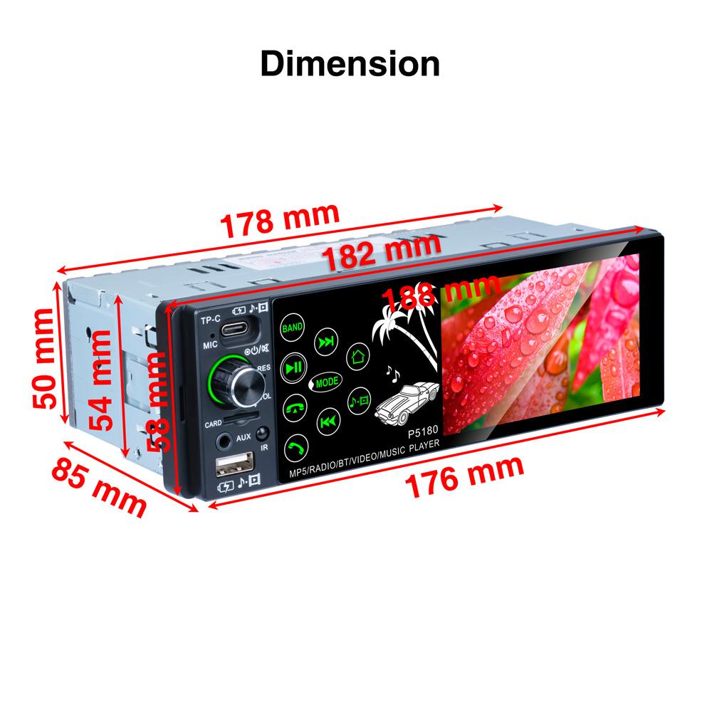 4.1inch IPS Capacitive Touch Screen Bluetooth AUX  RMVB/AVI Media Player Subwoofer FM Radio MP3 WMA MP4 MP5 Receiver