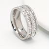 1pc Stainless Steel Women's Ring 8mm Wide Band with Small Square Rhinestones - Modern Elegant Design for Casual Attire & Special Occasions, Versa