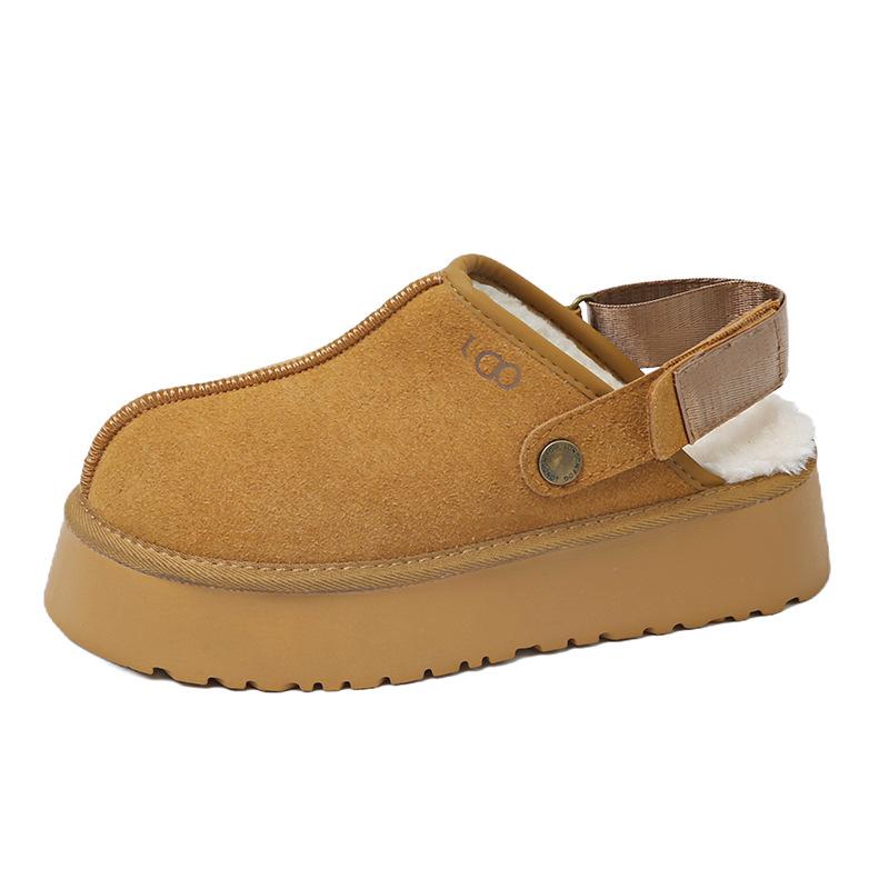 Women's Baotou Plush Slippers - Padded warm winter thick bottom heightened home slippers casual hiking indoor shoes snow cotton slippers