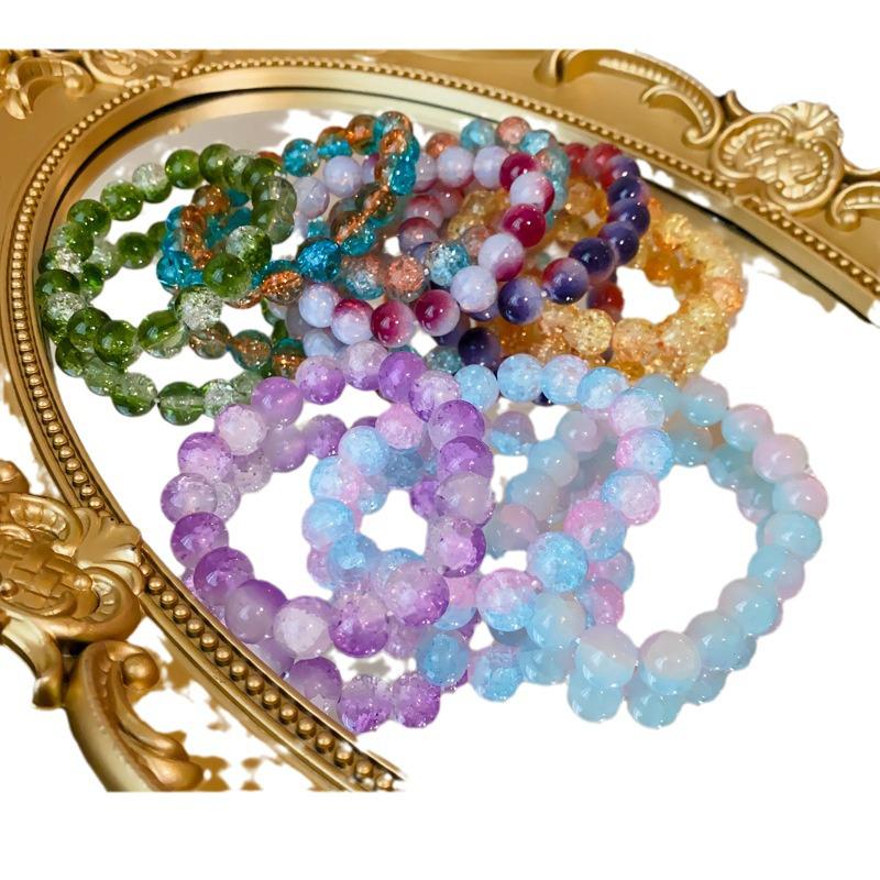 Cherry Blossom Glass Beaded Bracelet - Women's Colorful Niche Design, High-End Accessory Gift.