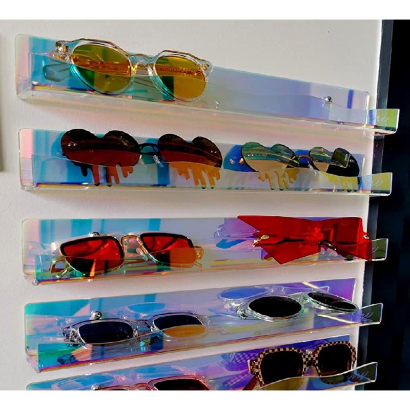 Set di 4 Mensole Galleggianti Moderne in Acrilico con Mensole Murali Colorate Arcobaleno per Libri Giocattoli Cosmetici Cameretta dei Bambini