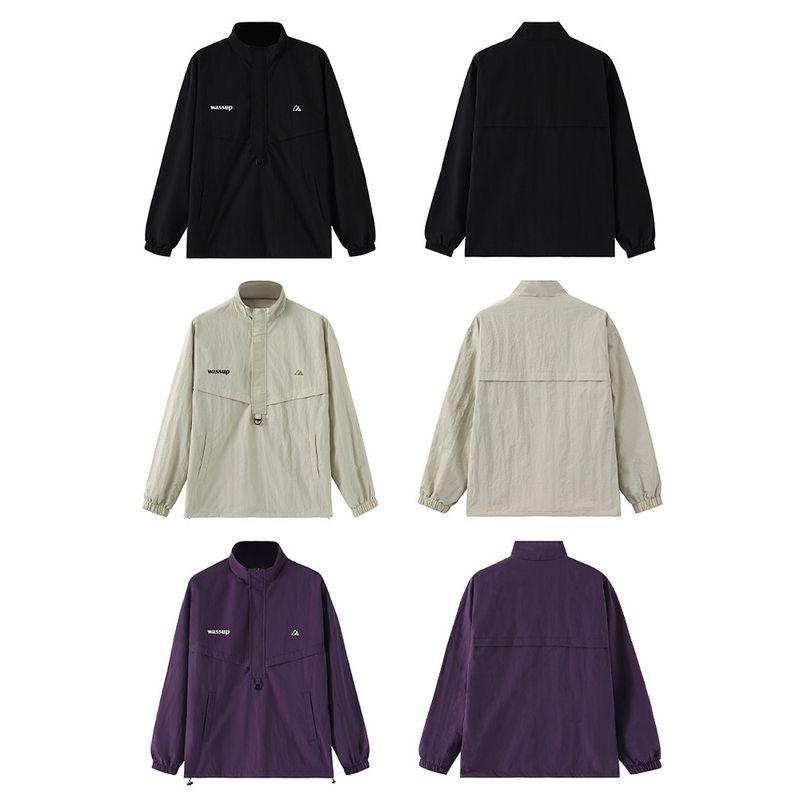Wassup Letter Trendy Brand Half-Collar Men's Jacket Top Autumn and Winter American Street Style Couple Waterproof Windbreaker
