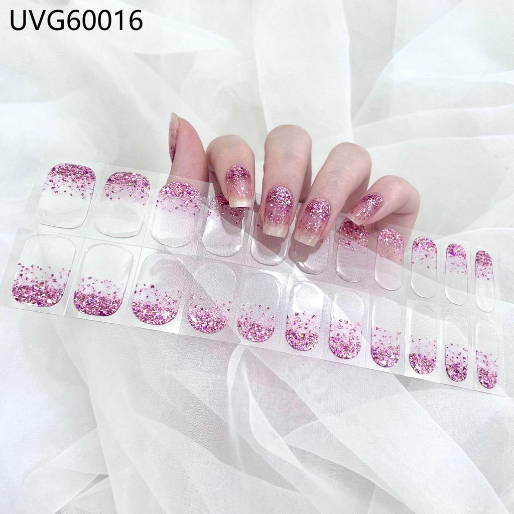 Transparent Nude UV Gel Nail Art Stickers: Semi-Cured, Semi-Baked Manicure Sheets