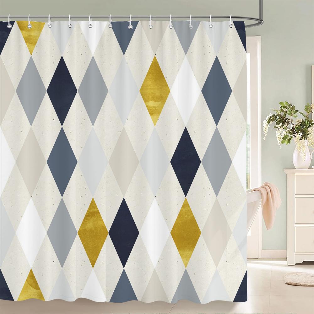 Geometry Pattern Shower Curtains Waterproof Polyester Personality Bathroom Curtain With Hooks Curtains For Bathroom Shower
