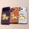 3D Gold Horse Get Rich Sequin Transparent Phone Case For iPhone 17Promax 17Pro 12 13 14 15 16 Pro Max 15 Plus 11 Shockproof Cover
