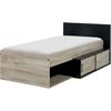 GAMI Erquy Children's Bed with Storage - Light Kronberg Oak and Black Decor - 90 X 200 Cm