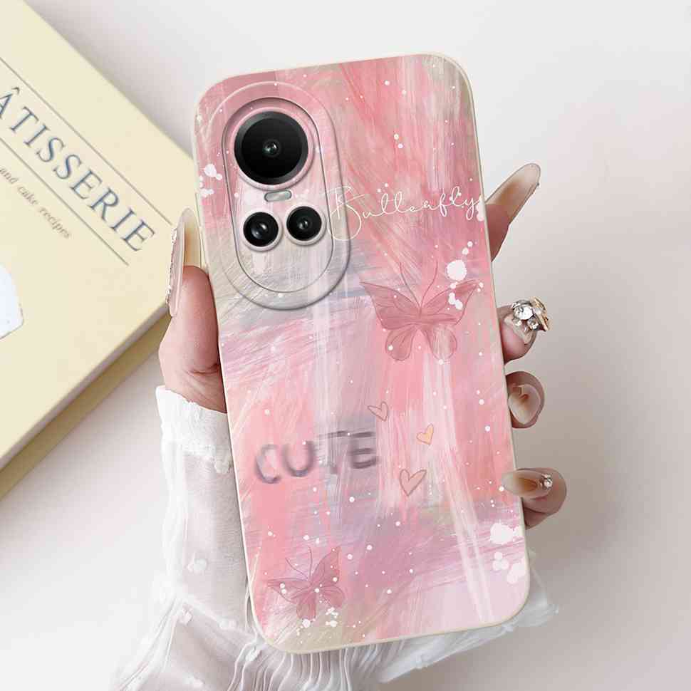 For Oppo Reno10 5G CPH2531 Case Luxurious Rose Cute Rabbit Soft Silicone Cover For Reno10 Pro 5G CPH2525 6.7" Global Phone Shell