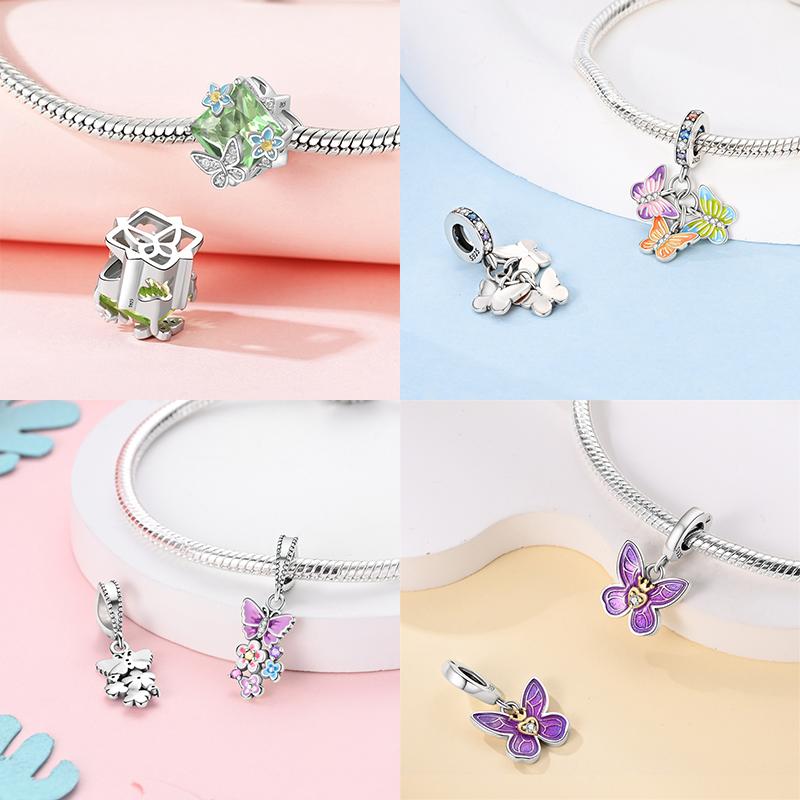 Authentischer Kupfer Schmetterling Charm Perlen Charms Lila Perlen Charms Kompatibel Mit Armbändern Halsketten Zubehör Perlen Schmuck Damen Feiner Schmuck Geschenk
