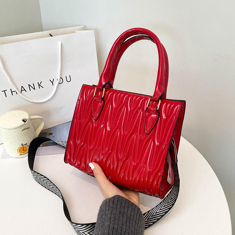 New Women's Shoulder Handbag Fashion Solid Color Casual Wide Shoulder Strap Crossbody Bag PU Large Capacity Ladies Pack
