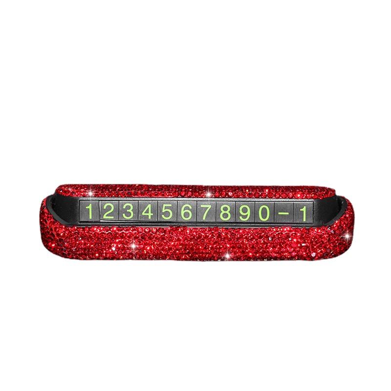 Women Car Temporary Parking Card Car Bling Kit Glittering Hidden Telephone Number Plate Auto Park Stop Card Accessories
