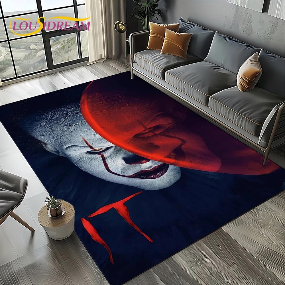 Horror Movie Chucky Pennywise Halloween Saw Character Carpet Rug for Living Room Bedroom Home Sofa Decoration,Non-slip Floor Mat