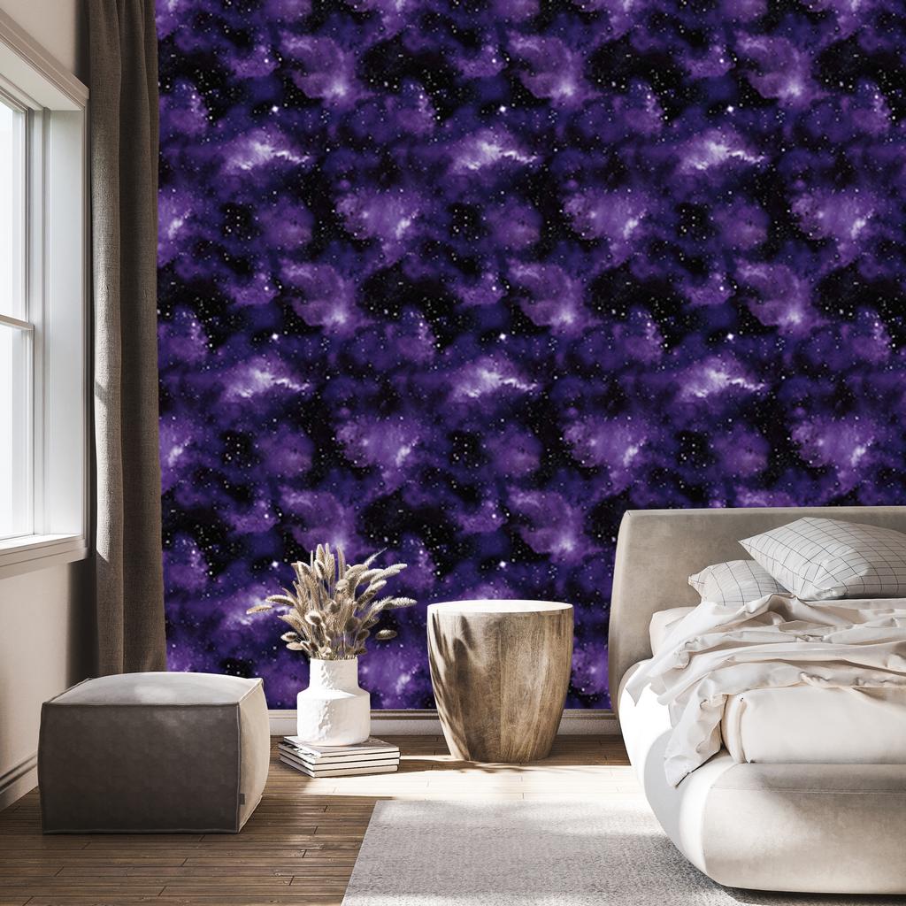 Watercolor Galaxy Indigo and Violet Wallpaper for Living Room and Bedroom 50x1000