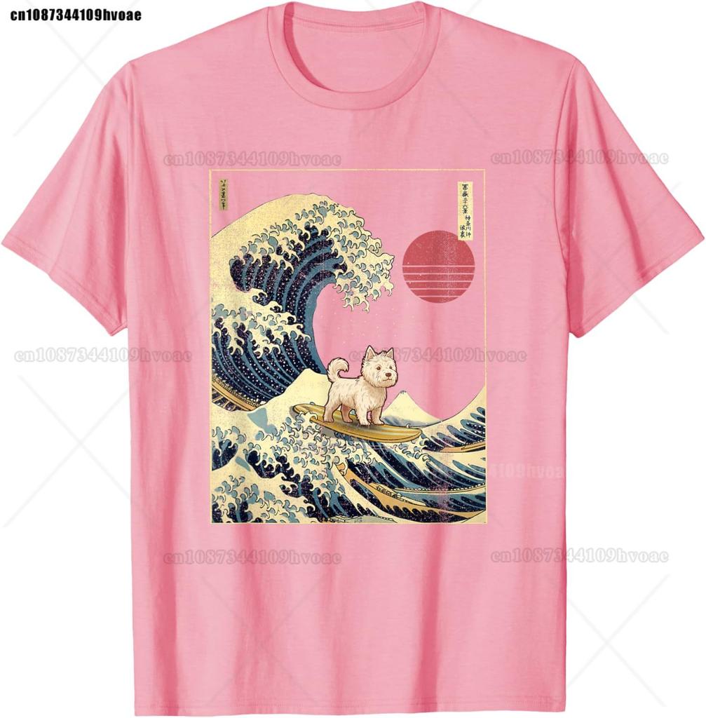 West Highland White Terrier Westie Japanese Kanagawa Wave T-Shirt