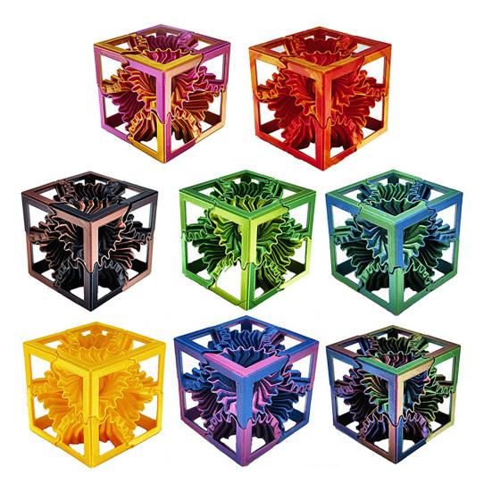 3D-gedruckter Zahnradwürfel Angst Stressabbau Drehbarer Zahnrad Quadratischer Block Reise Tragbar Dreh-Zahnradwürfel Sensorisches Spielzeug