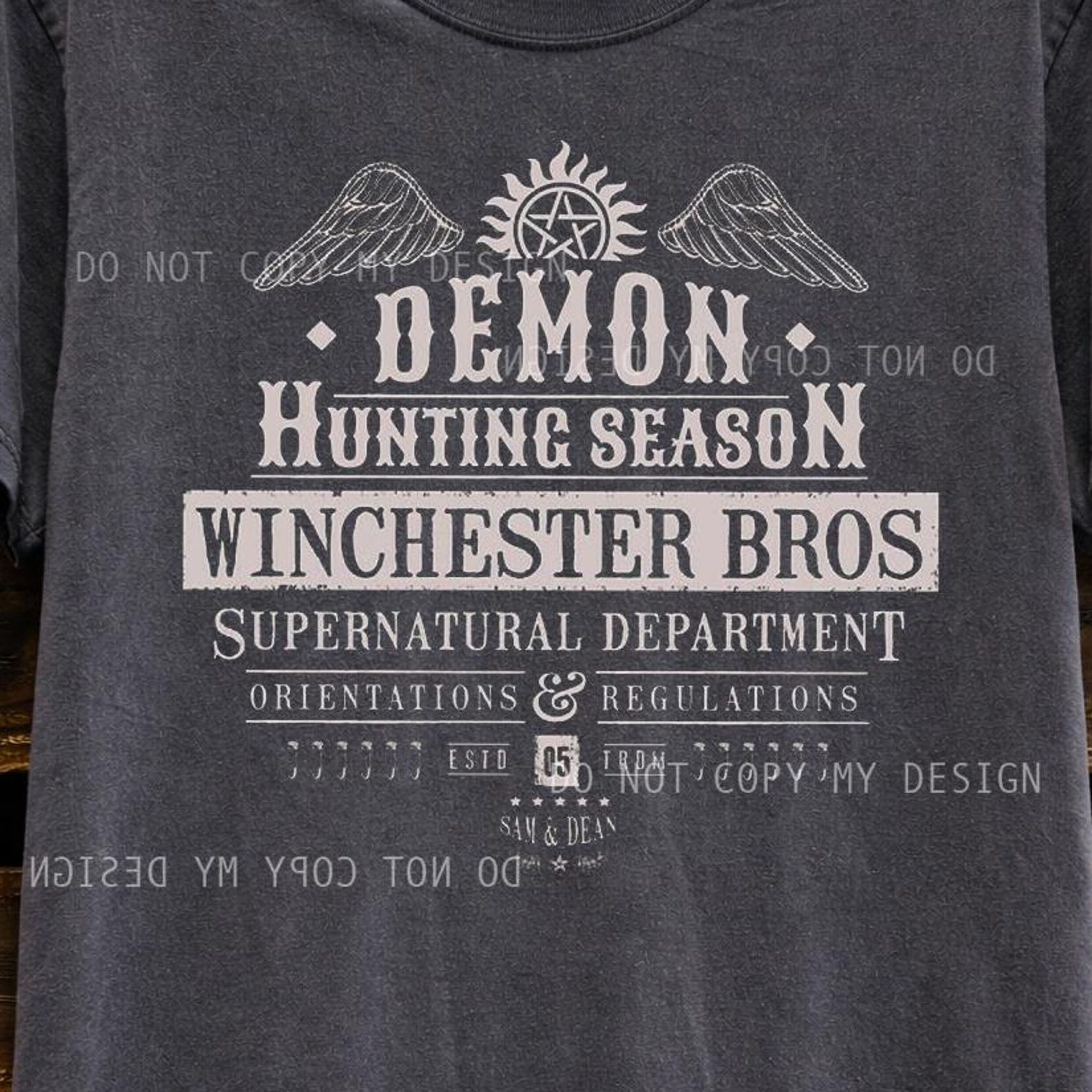 Winchester Bros Demon Hunting Season T-Shirt: Supernatural Department Apparel S