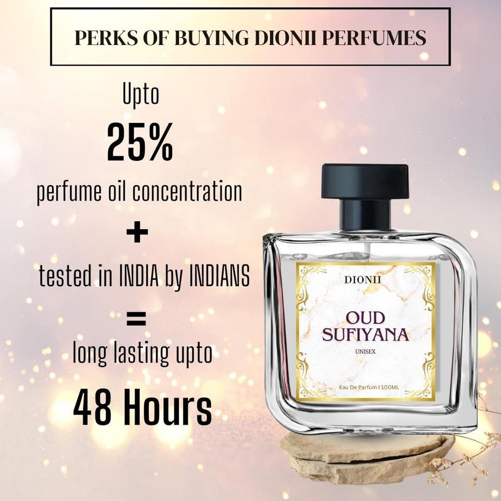 DIONII OUD SUFIYANA Dubai OUD Edit Eau de Parfum for MEN & WOMEN | Long Lasting Premium Perfume | Ideal for Every Moment