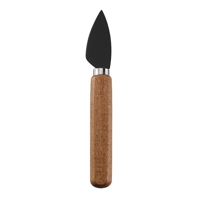 In-Stock Cheese & Butter Knife Set: Stainless Steel Black Blade with Acacia Wood Handles, Western Cutlery