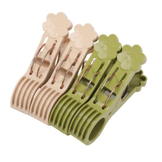 Yousheng 4Pcs Beach Towel Clips Multipurpose Laundry Pins with Anti-Slip Spring Mechanism Portable Heavy Duty Clothes Drying Clips