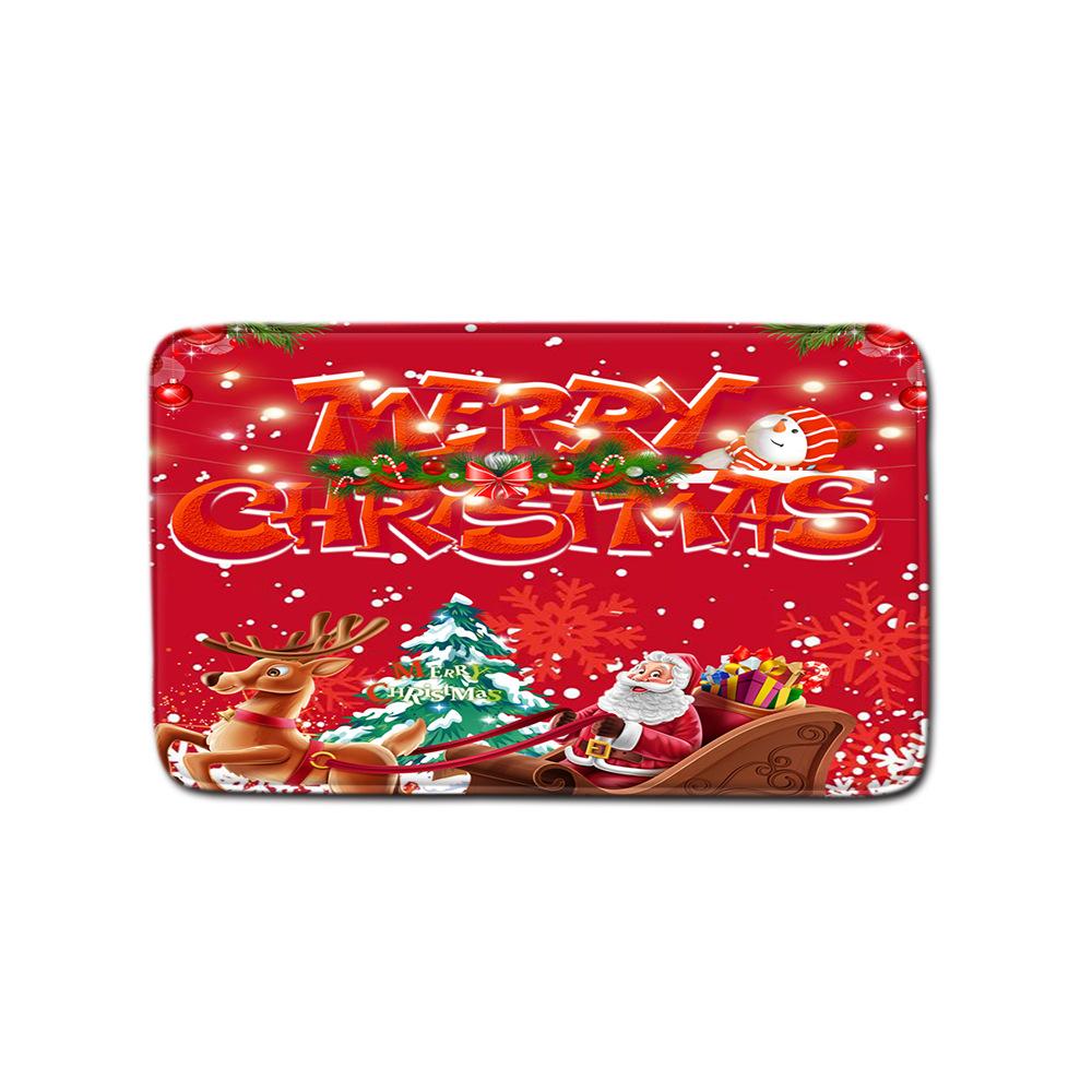 Christmas Shower Curtain Floor Mat Combination Four-Piece Set Bathroom Toilet Carpet Shower Room Mat Foot Mat