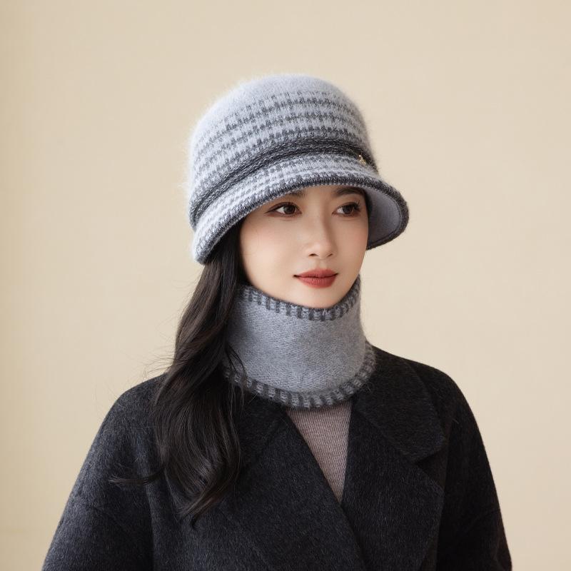 In The Elderly Mother Fisherman Hat Women'S Wool Hat Autumn And Winter Grandma Scarf Warm Knitted Basin Hat