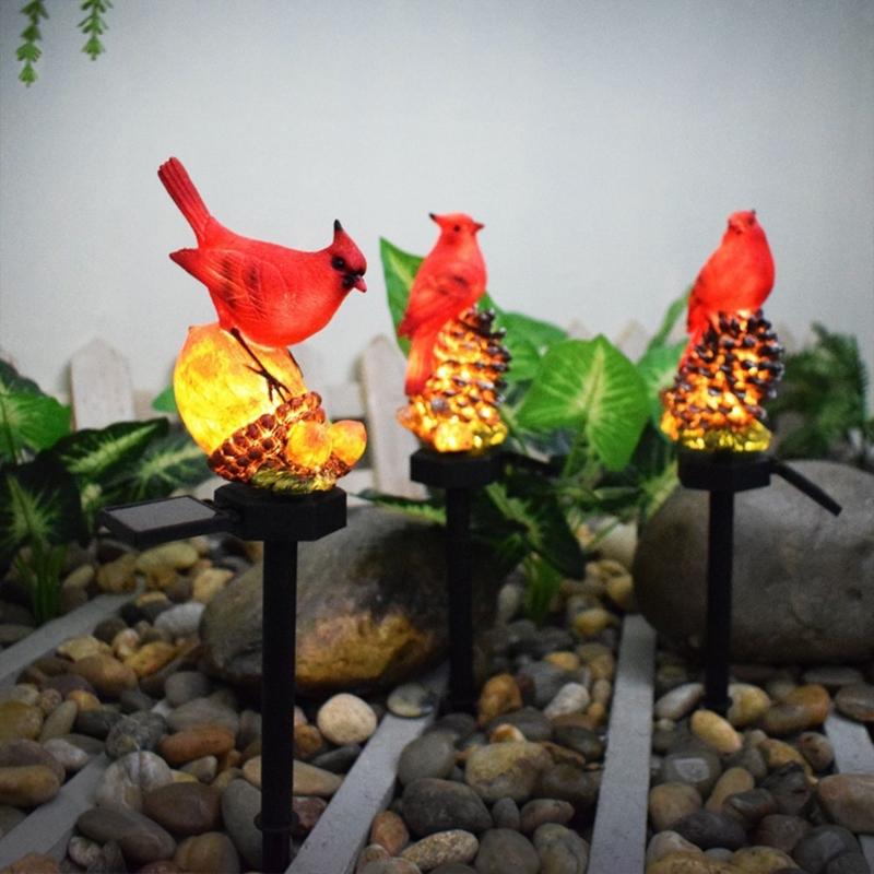 Cute Landscape Light Unique Pinecone/Nut Red Bird Solar Garden Light Outdoor Lighting Waterproof IP55 for Garden Yards