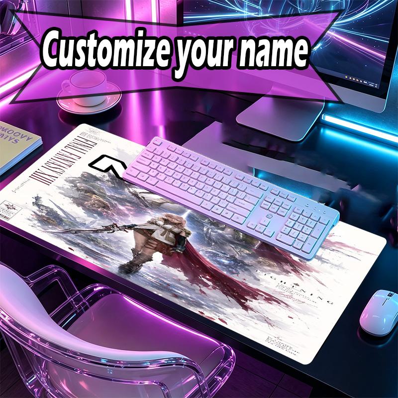 Custom Name Personalized Final Fantasy Pattern Mousepad, Laptop PC Desk Mat, Decorative Desk Mat for Home Keyboard Pad Gift