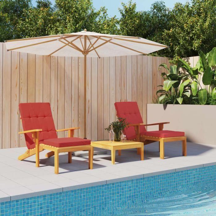 VidaXL Coussins de chaise longue lot de 2 rouge tissu oxford 361990