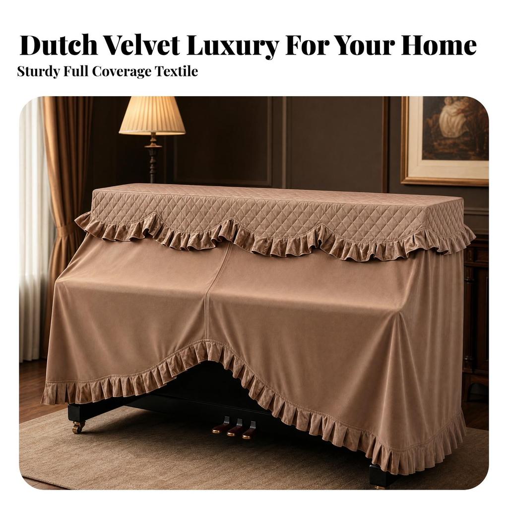 Velvet Piano Cover Dust-Shield for Home Music Rooms, Living Rooms