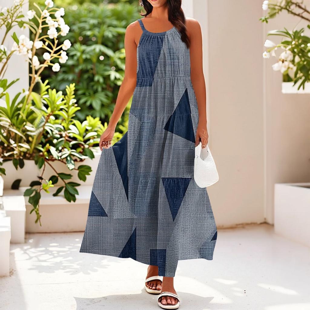 Dámské letní ležérní módní šaty na ramínka bez rukávů