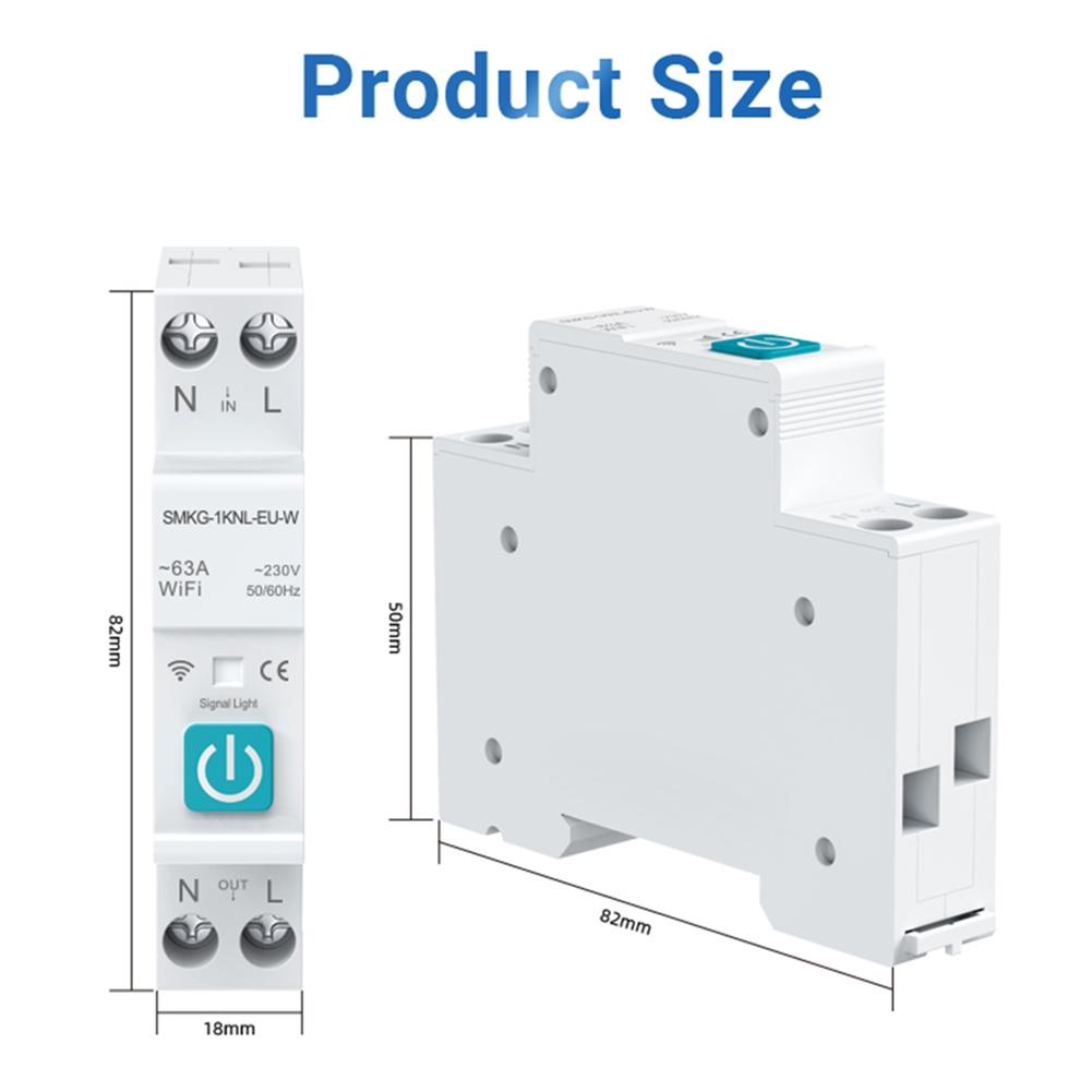 Wyłącznik 10-63A 100-240V AC Wifi 1P 2.4GHz DIY